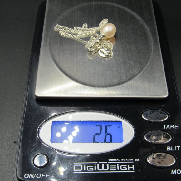 18" Sterling Silver Large Real Pearl & CZ Necklace - Picture 6 of 6